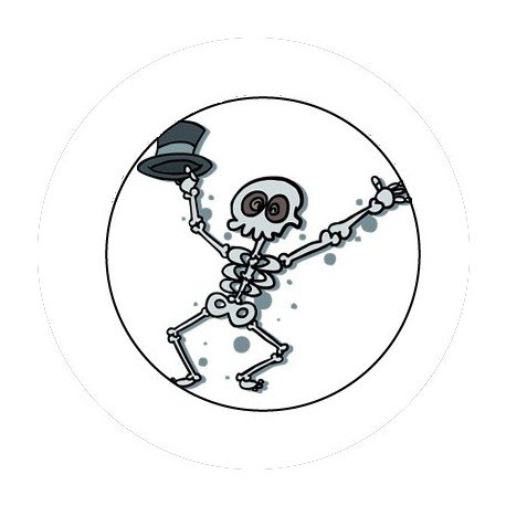 BADGESAGOGO.FR - Badge 25mm Squelette chapeau