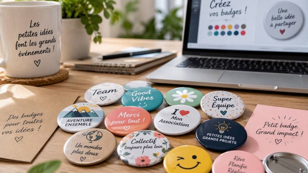Badge personnalisé pas cher utilisé comme support de communication lors d’un événement professionnel.