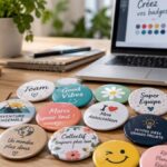 Badge personnalisé pas cher utilisé comme support de communication lors d’un événement professionnel.